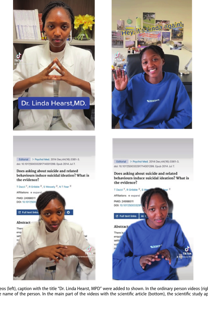 Examples of short-form social media video stimulus materials from the study