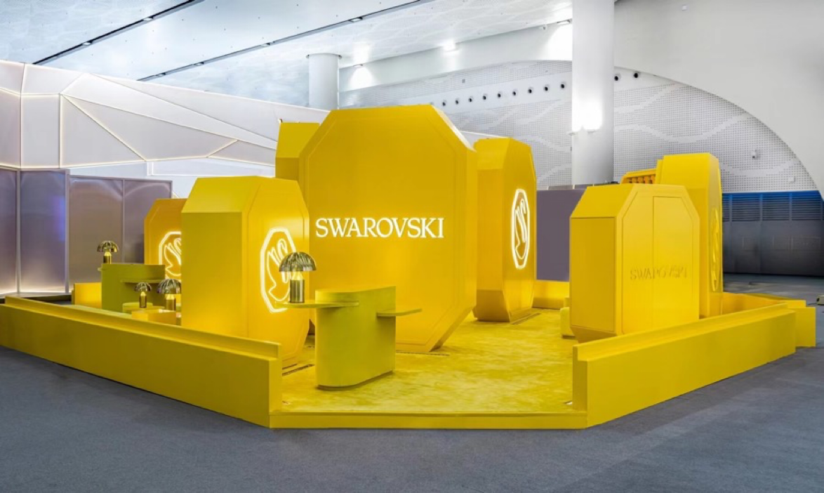Swarovski yellow Consumer Products Expo booth